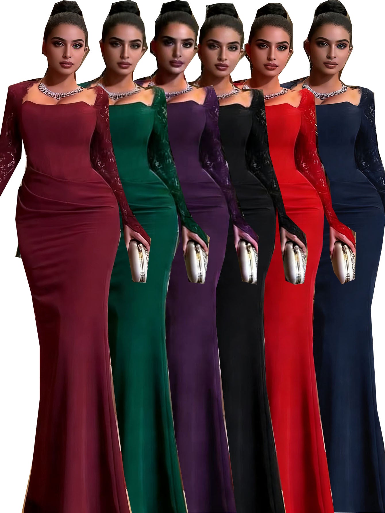 Long Sleeve Lace Evening Dress