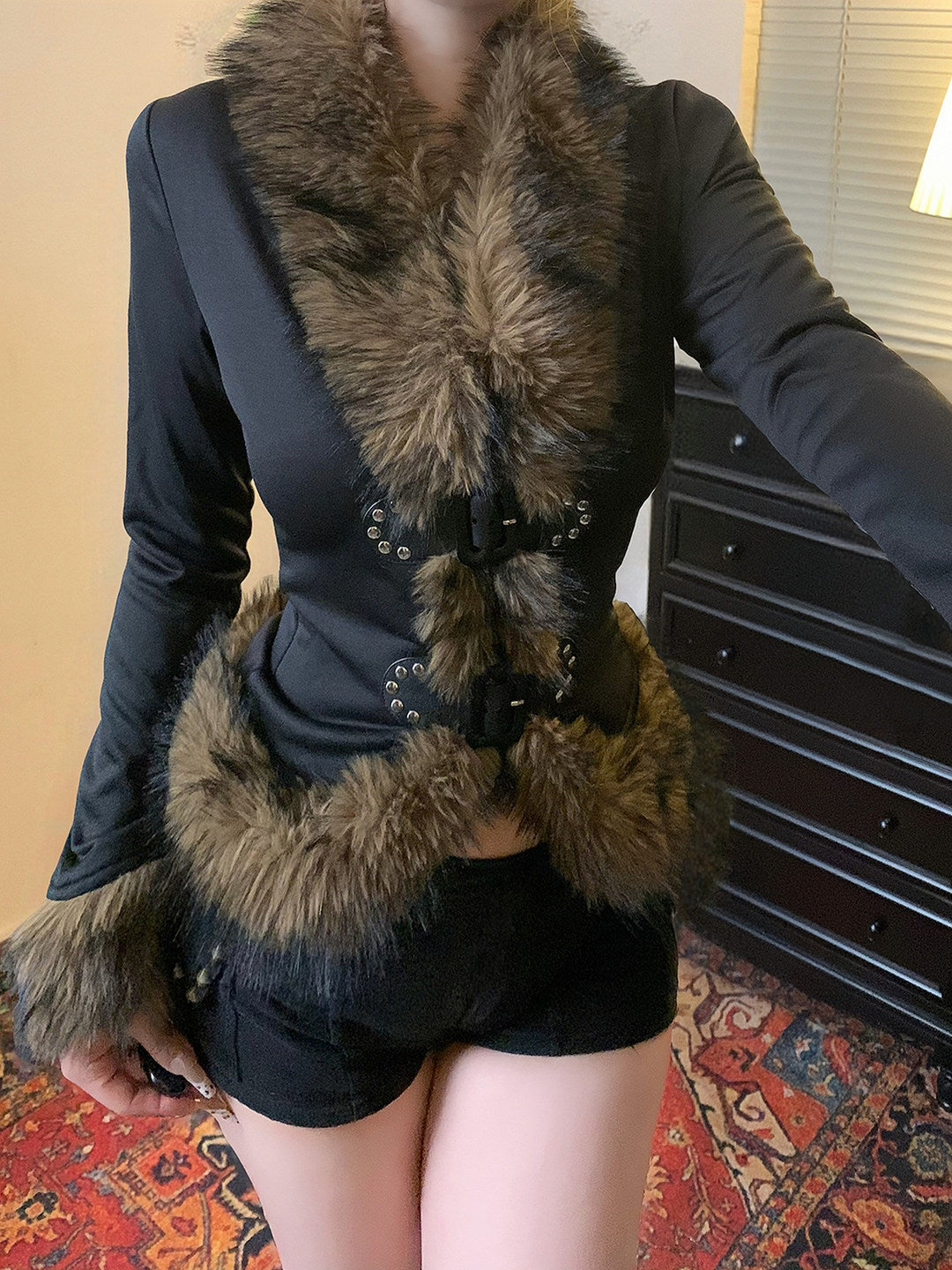 Fur Collar Patchwork Jacket