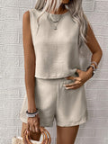 Women's sleeveless top and short skirt set