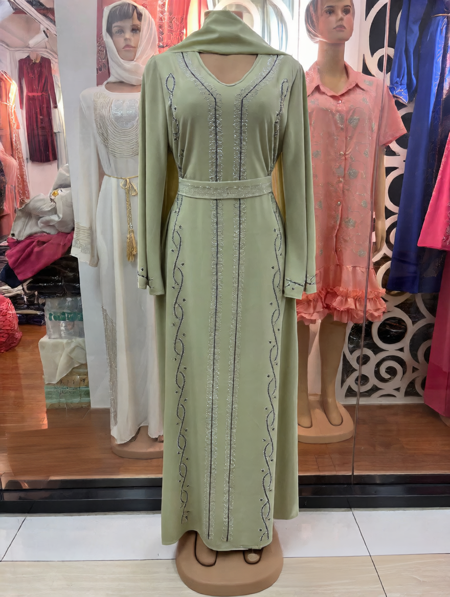 Women's Long Sleeve Rhinestone Dress