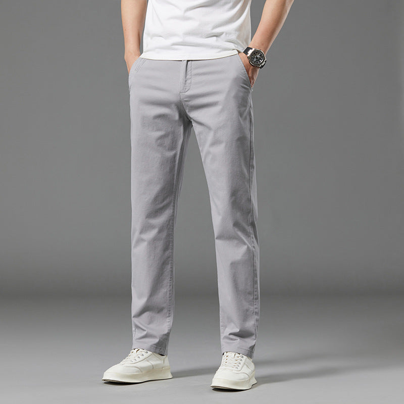 Men's Straight-Leg Cotton Casual Trousers for Summer