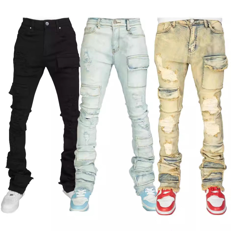 Straight-fit stretch denim jeans