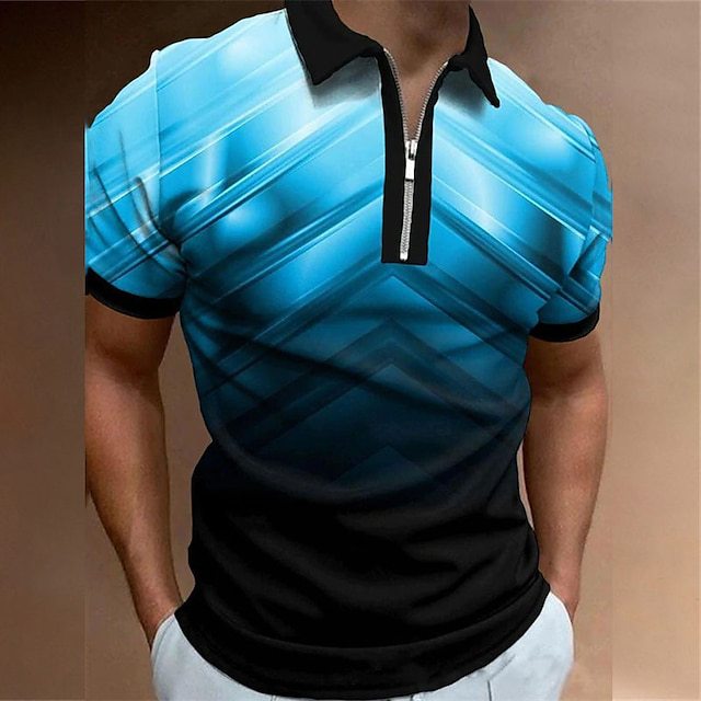 Men's 3D digital printed street short-sleeved shirt