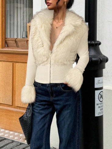 Plush Splicing Cardigan