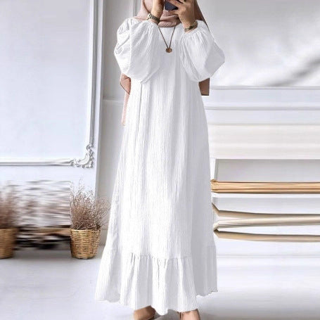 Women's Long Robe Dress with Puff Sleeves