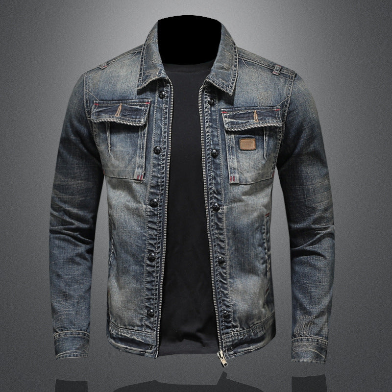 Vintage Washed Denim Jacket for Men