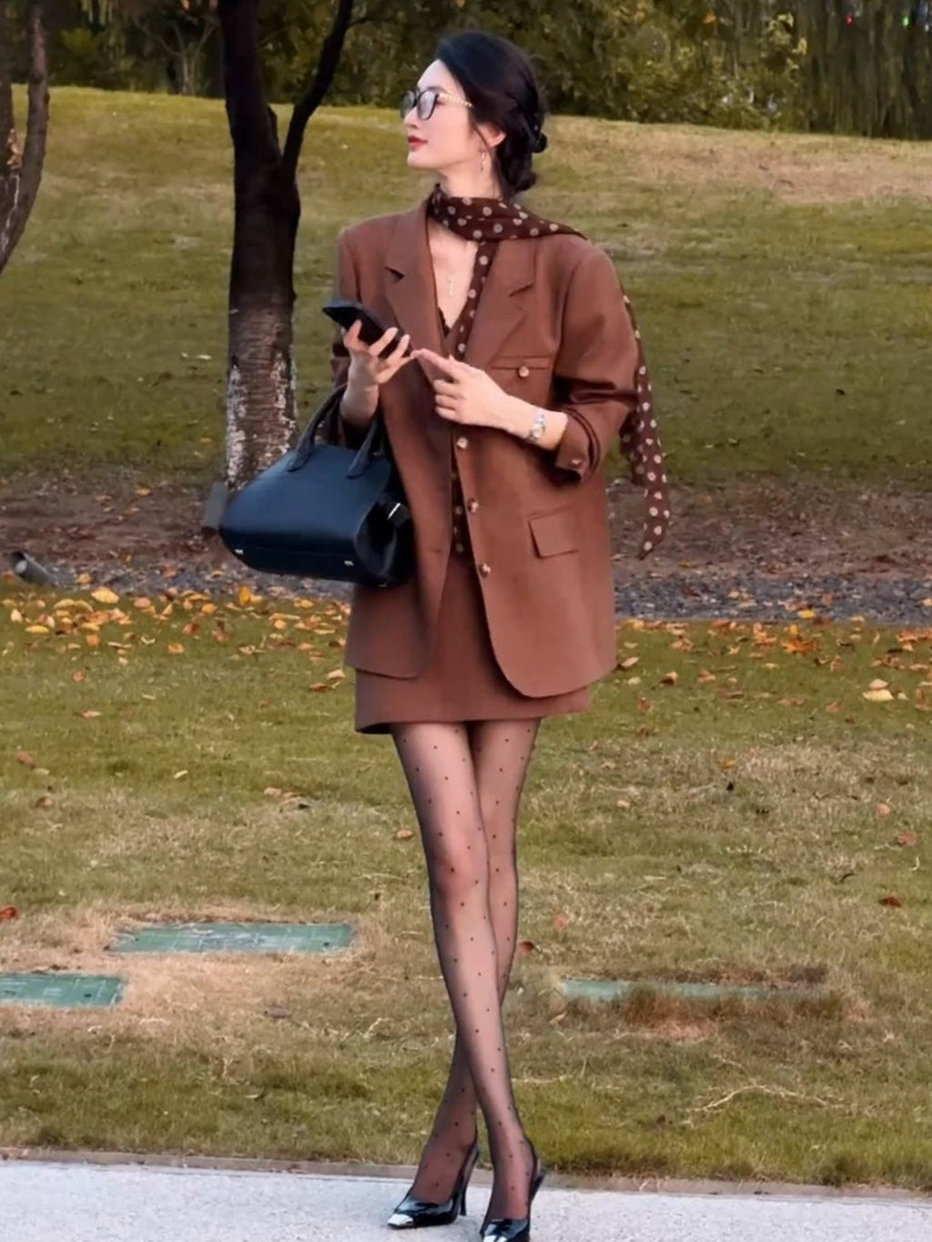 Retro Vest Skirt Suit - Three-Piece Suit Skirt Set