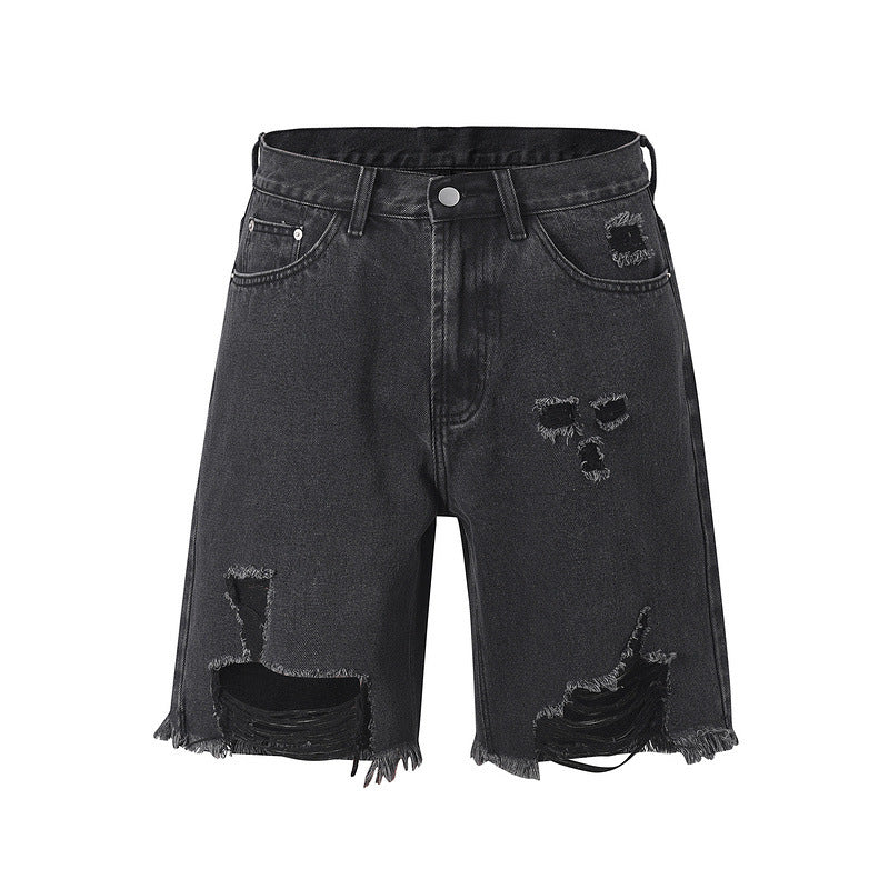 Vintage Washed Distressed Denim Shorts