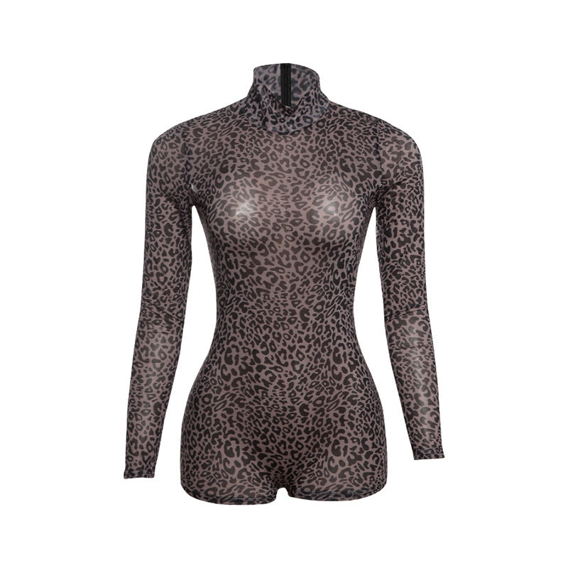 Women's Leopard Print Slim Fit Jumpsuit