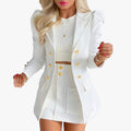 Women's suit set - Cardigan top with short skirt