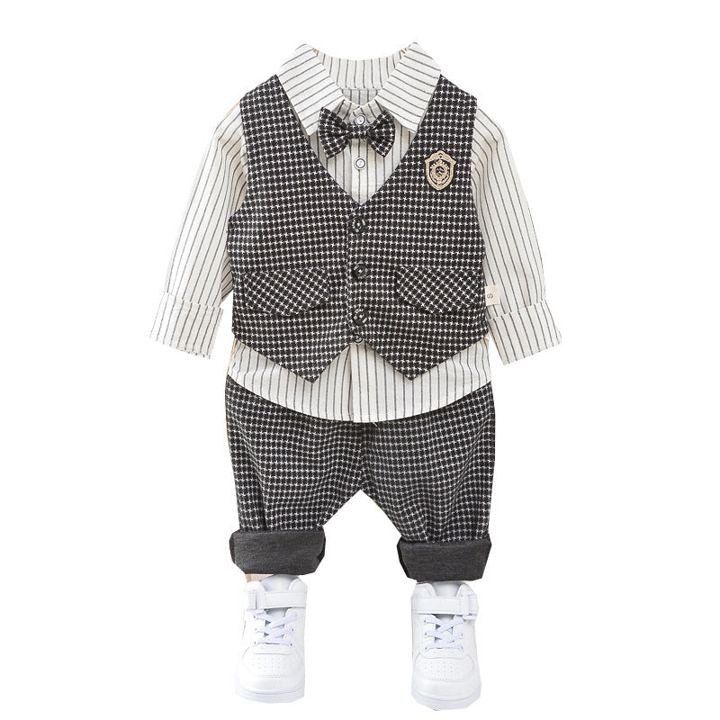 Boys' Plaid Three-Piece Suit