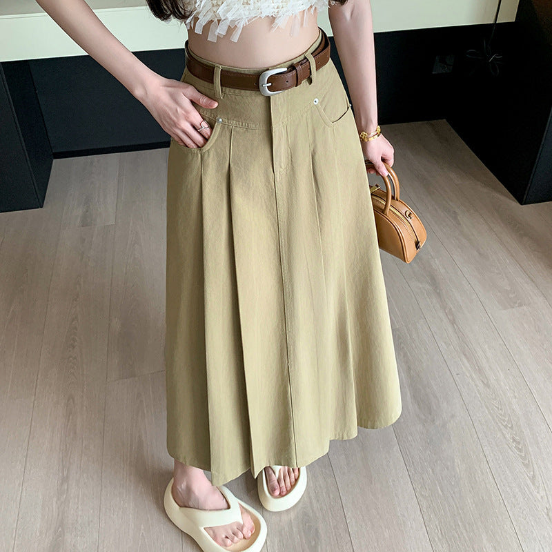 Denim Pleated Skirt