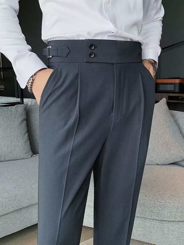 Men's High Waist Straight Leg Trousers
