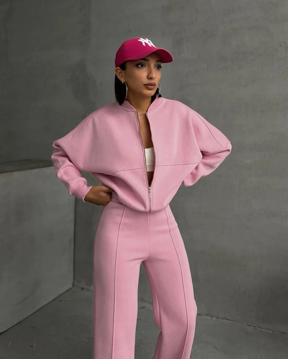 Women's Casual Zipper Jacket and Trousers Set