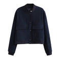 Stand collar double pocket jacket