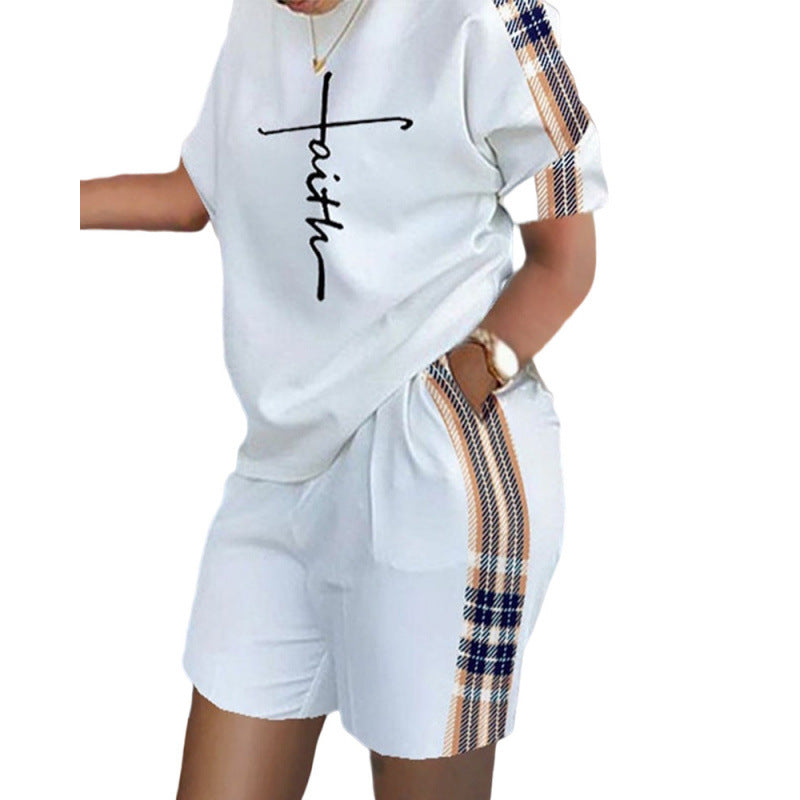 Short-Sleeved Printed Commuter Suit