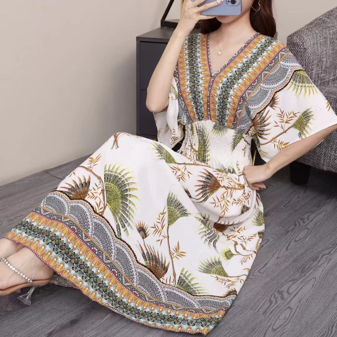 V-neck beach vacation dress