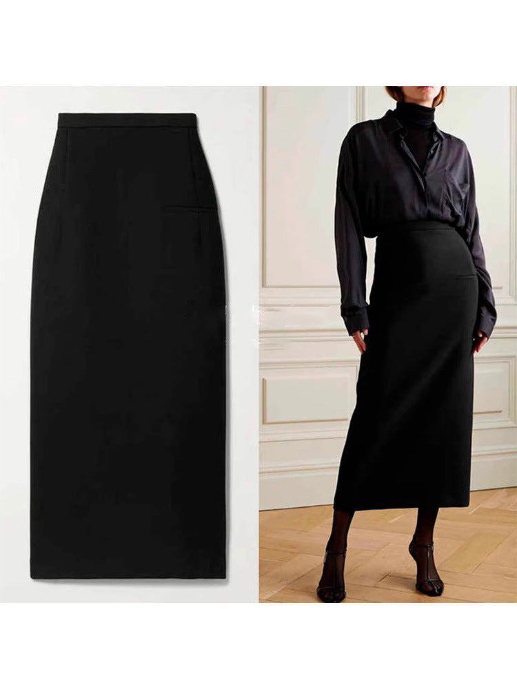 High-Waisted Wool Mid-Length Skirt