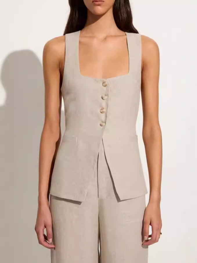 Cotton Sleeveless Vest and Pants Set