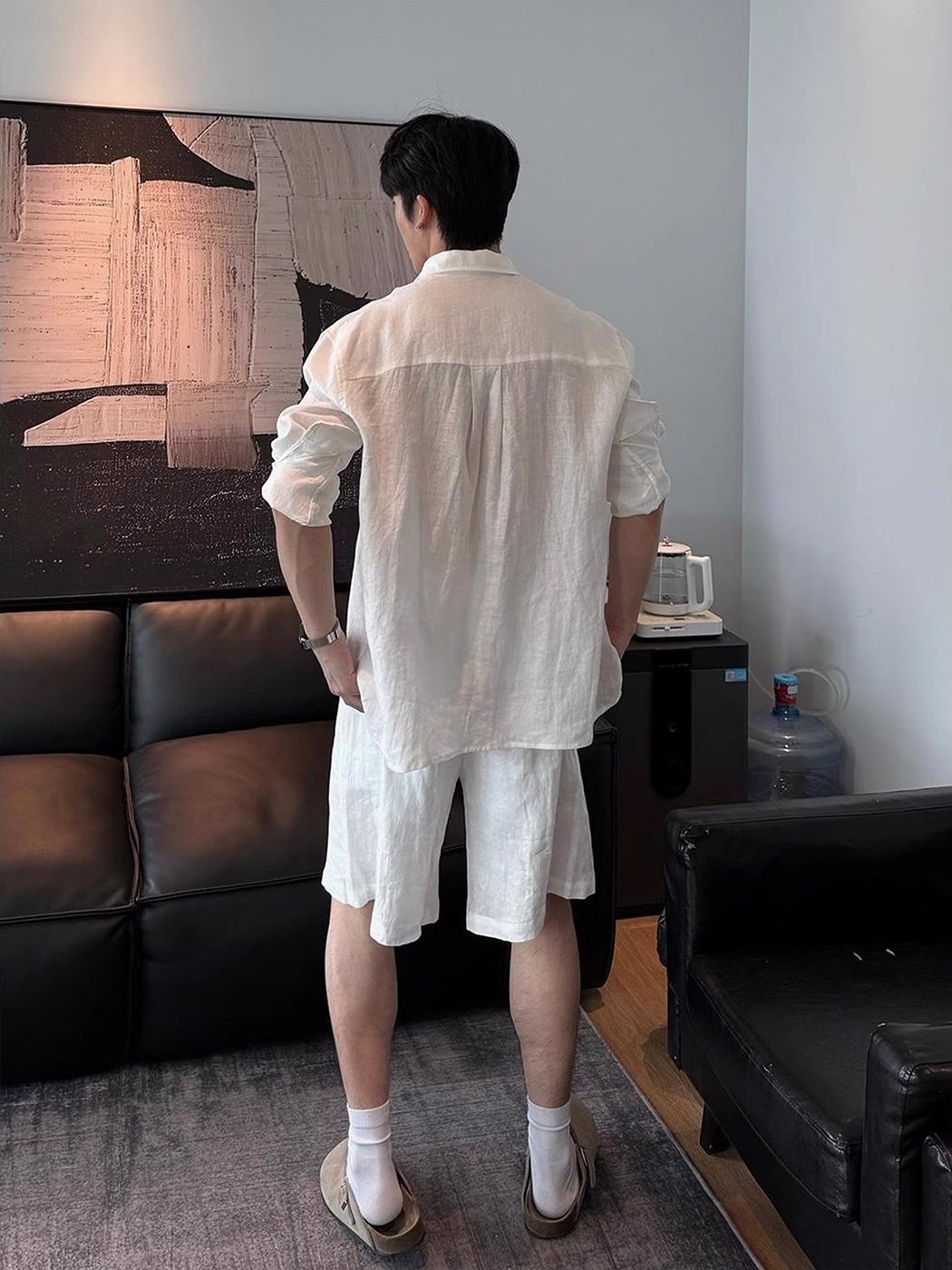 Men's Linen Shirt and Shorts Set