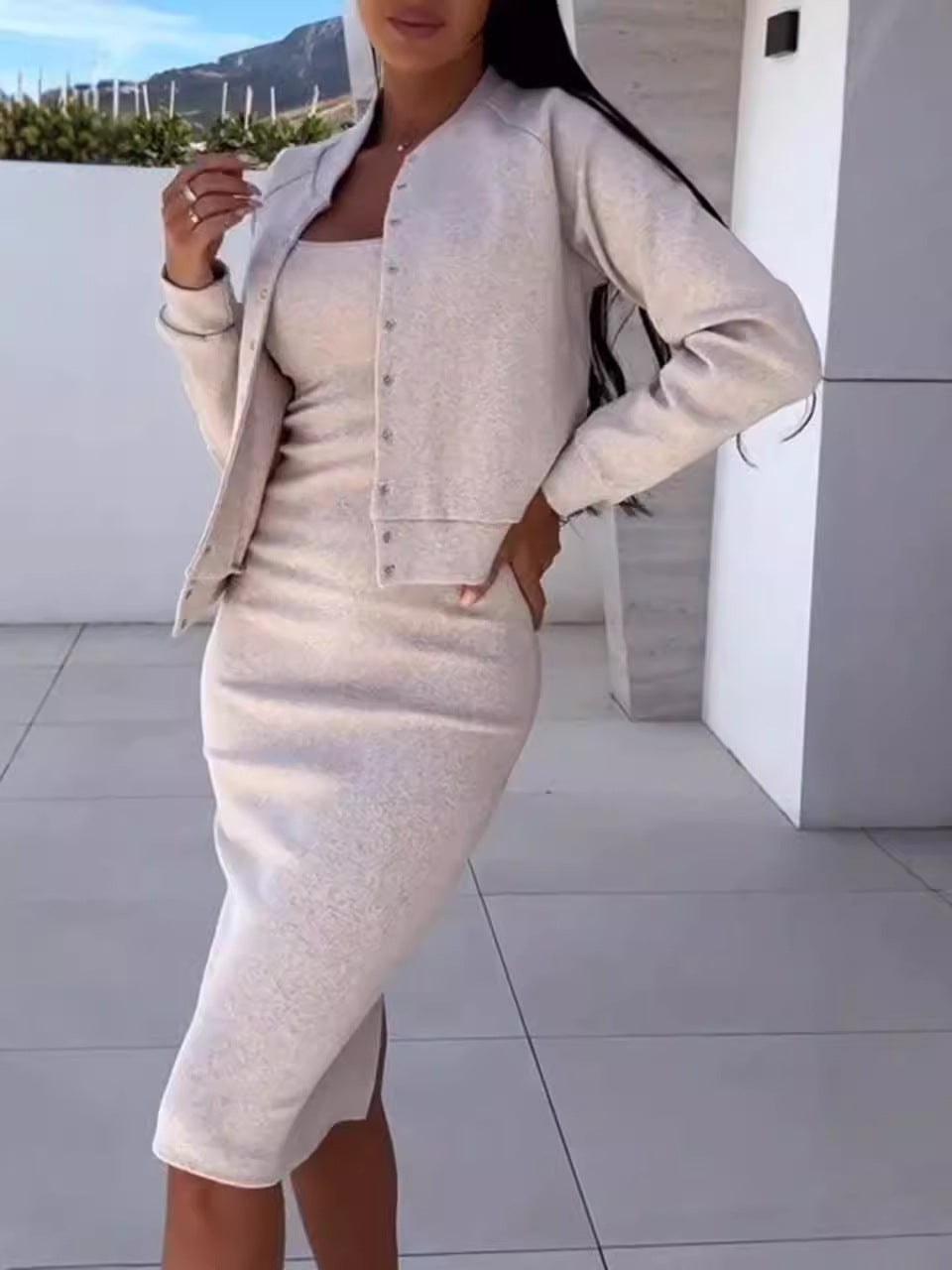 Women's clothing set dress and coat