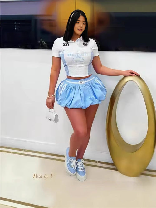 Lace Trim T-Shirt and Mini Skirt