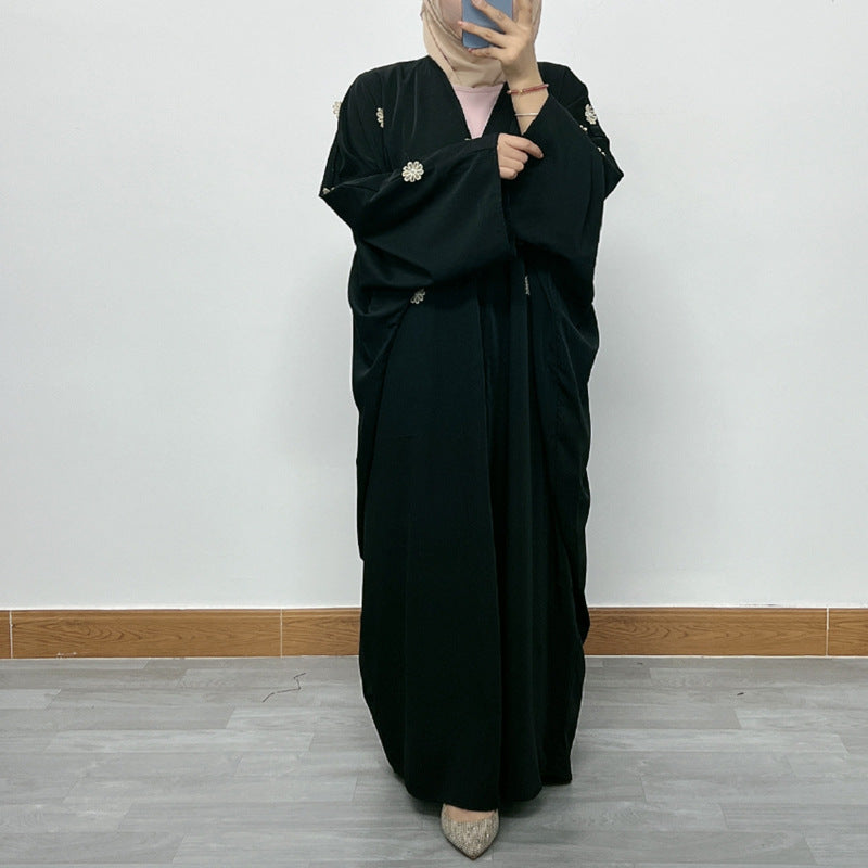 Elegant Bat-Sleeve Embroidered Cardigan Robe