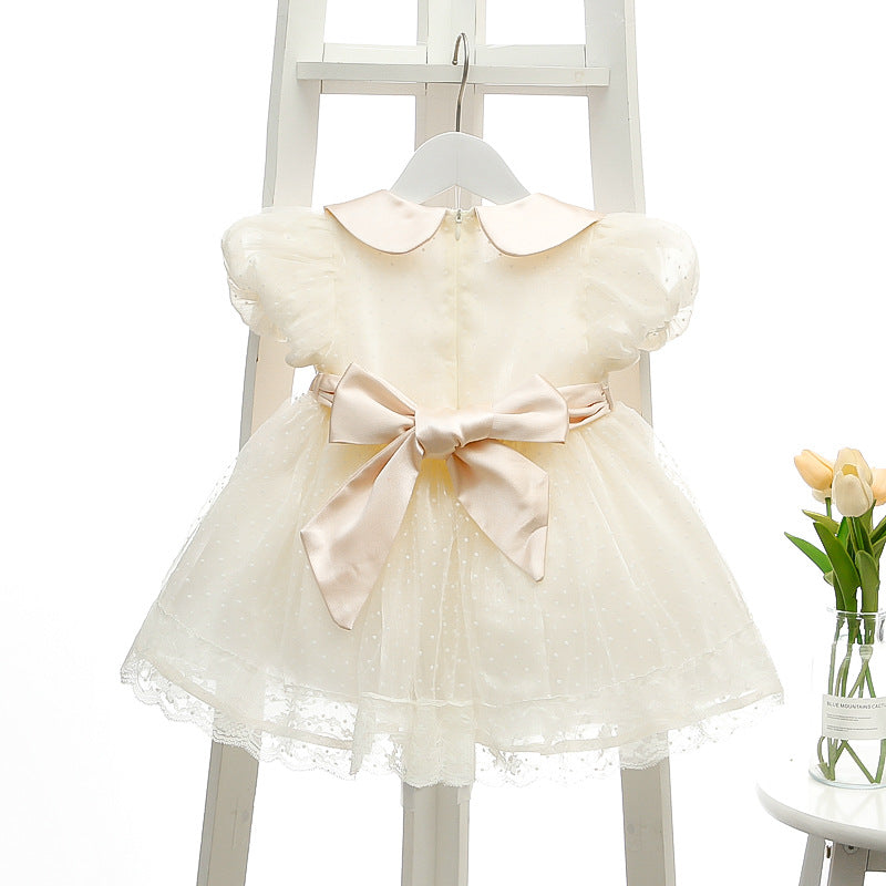 Girl's Puff Sleeve Mesh Princess Dress
