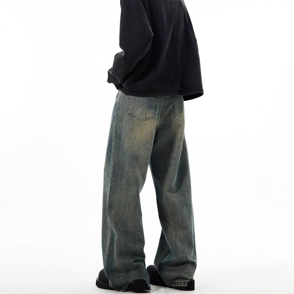 Relaxed straight-leg wide-leg jeans