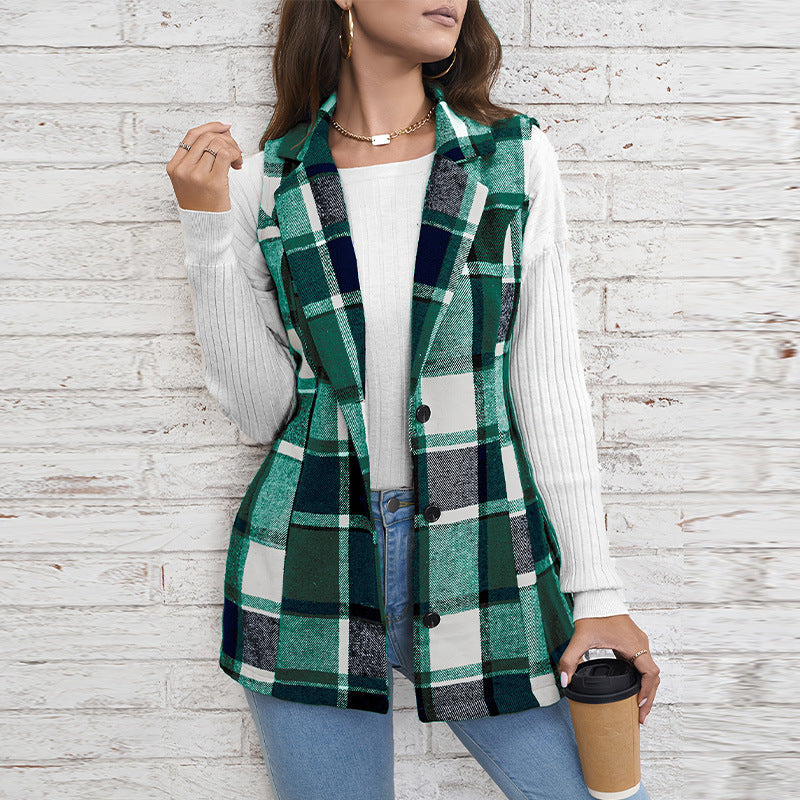 Women's Plaid Elegant Sleeveless Vest