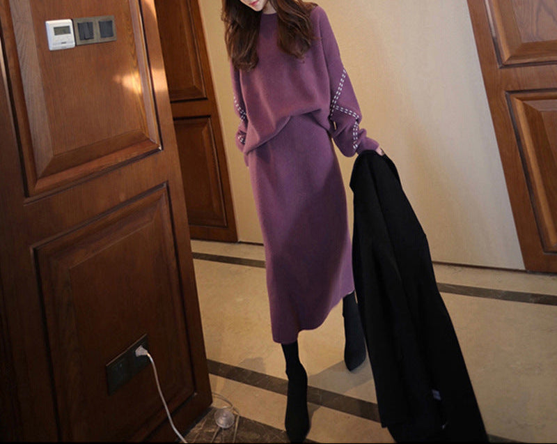 Knit top and skirt set