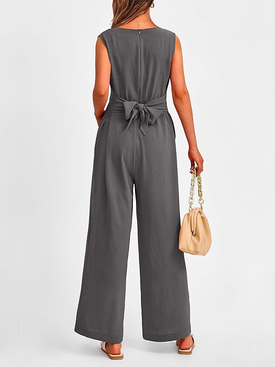 V-neck wide-leg jumpsuit