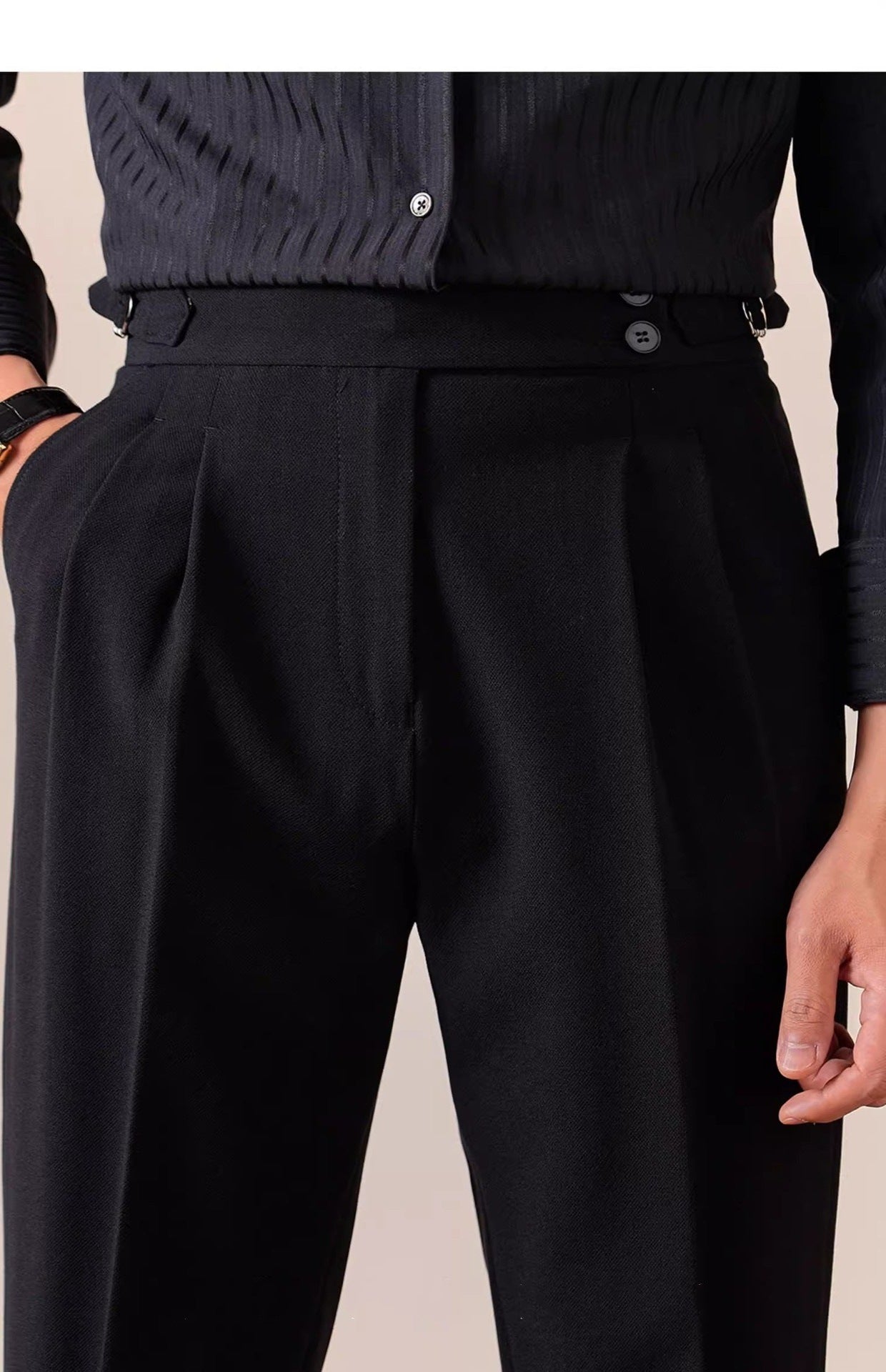 Italian Style High Waist Straight Trousers