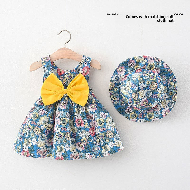 Girls' Floral Summer Dress with Hat