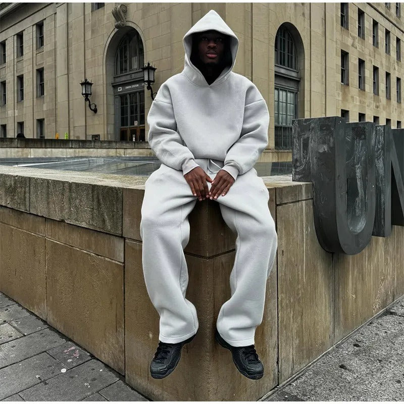 Trendy Streetwear Drawstring Sweatpants Set