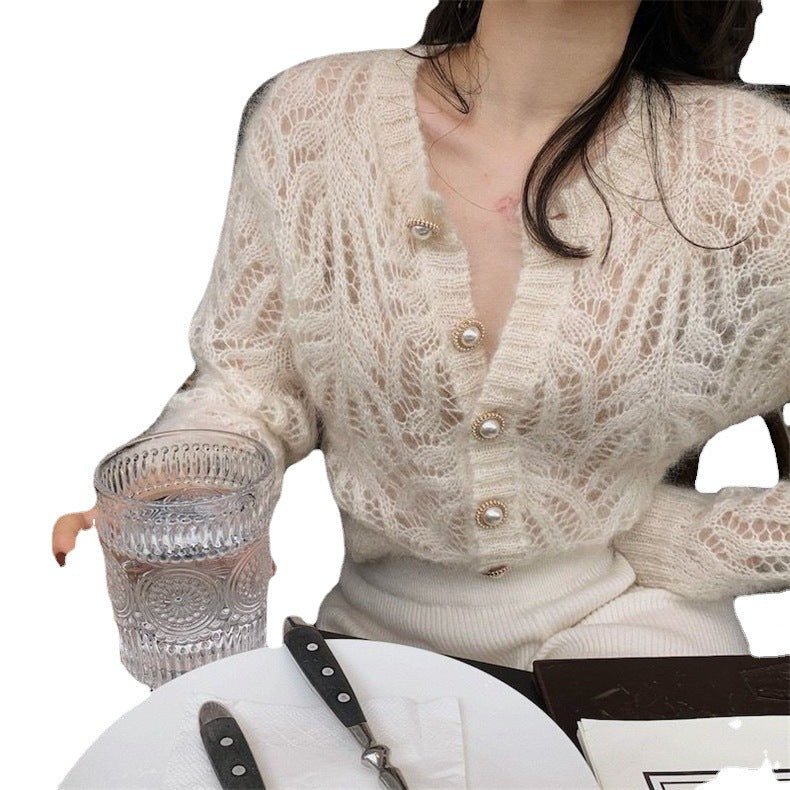 Mohair Blend Lace Knit Cardigan