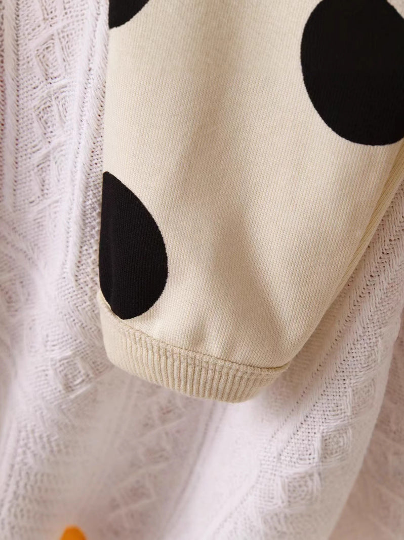 Retro-style fashionable children's round neck pullover top