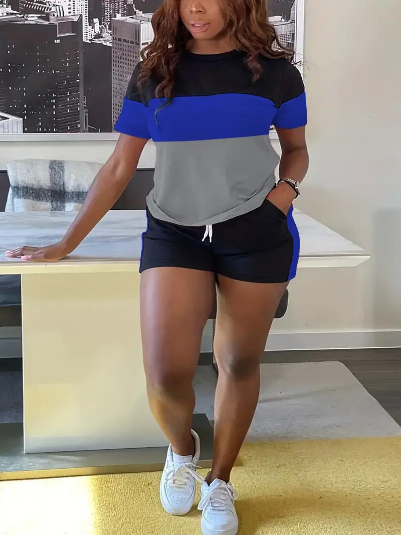 Loose print short sleeve shorts