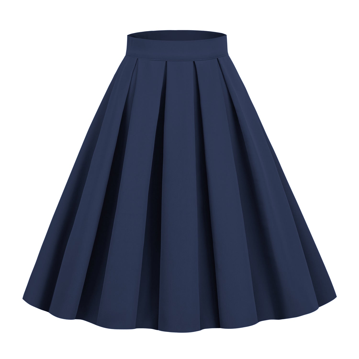 Retro Pleated Midi Skirt with A-Line Silhouette