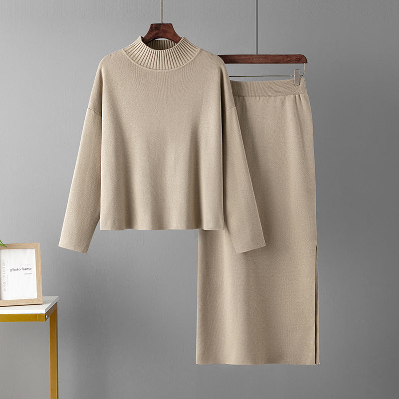 Two-piece set sweater top and long skirt