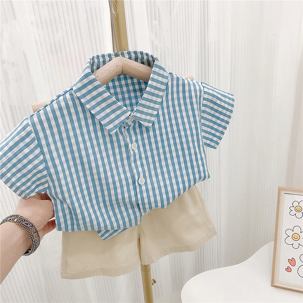 Kids' Plaid Shirt and Shorts Set