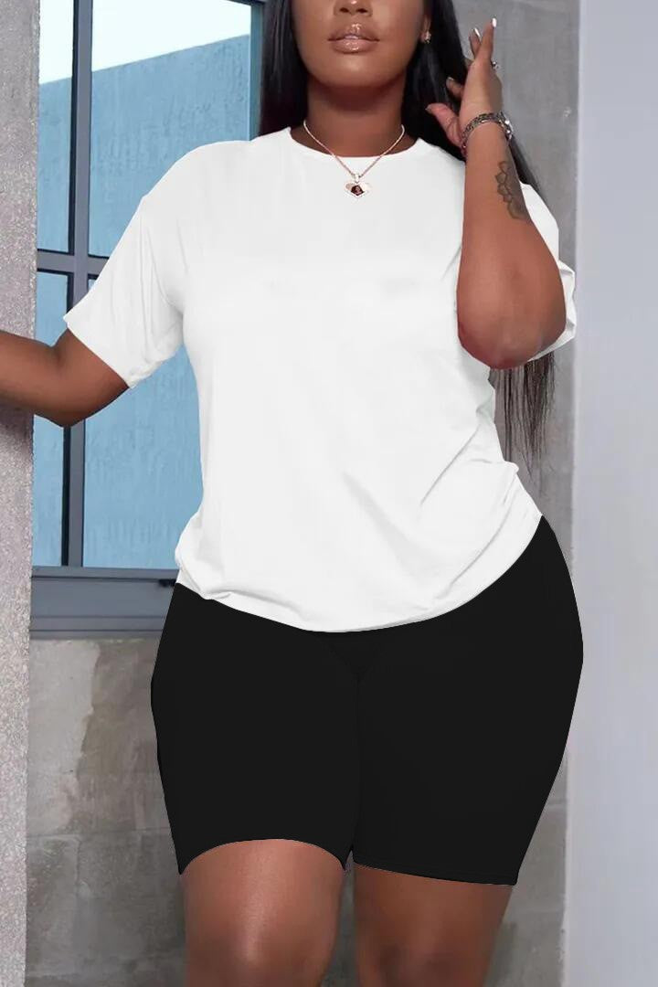 Women's Casual Solid Color T-shirt Two-Piece Set