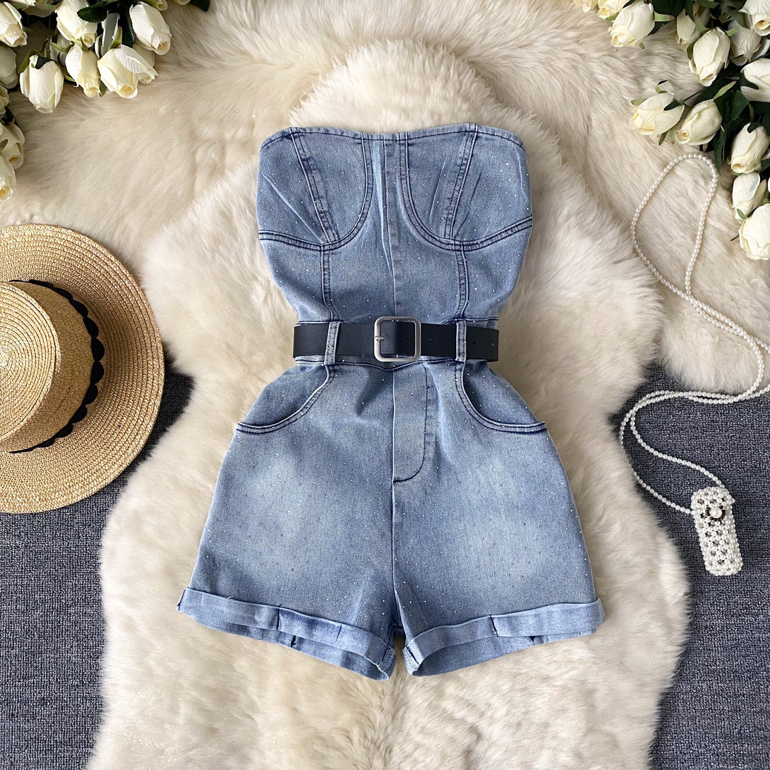 Women's Denim Sleeveless Jumpsuit