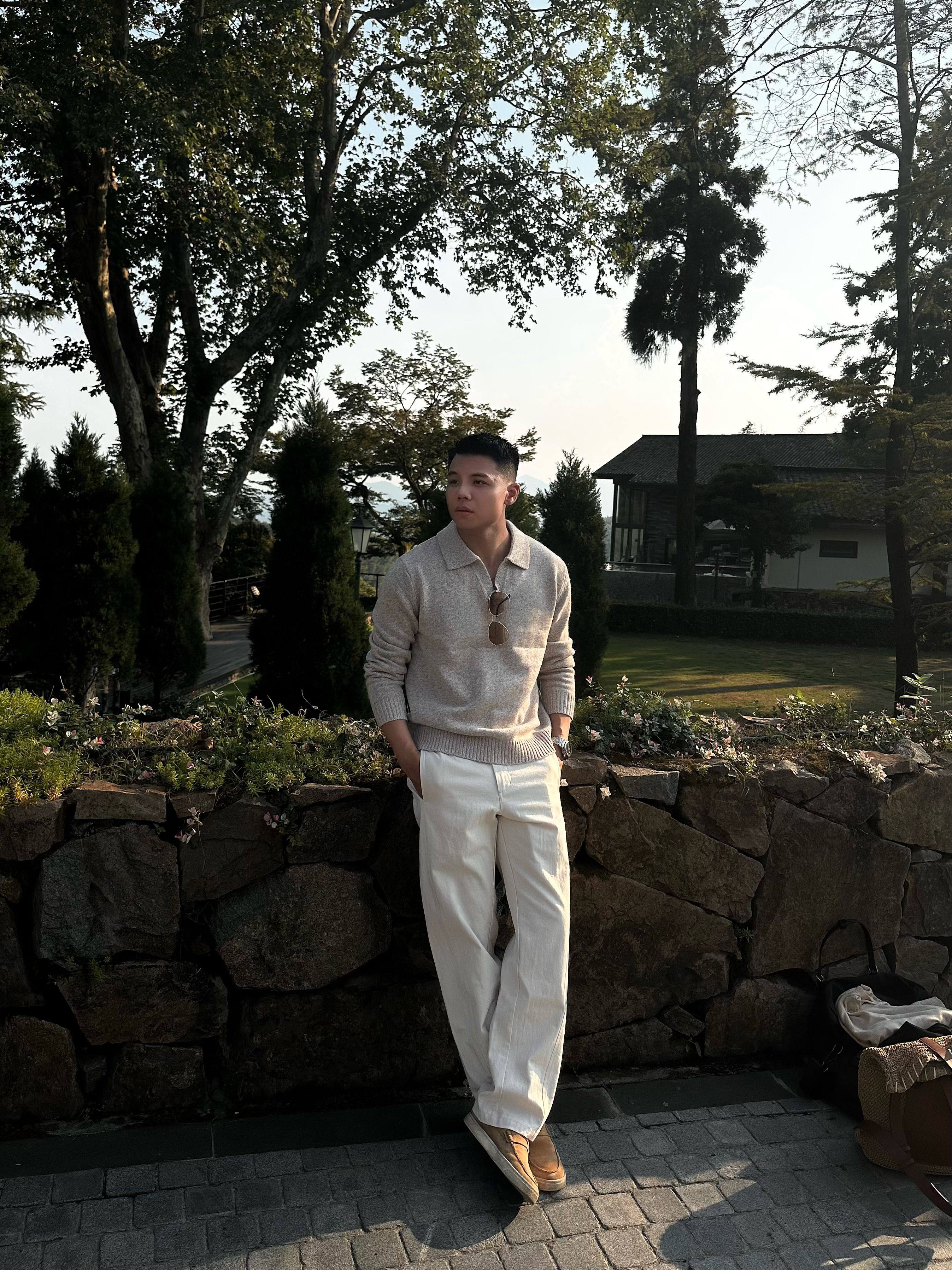 Herringbone Pure Cotton Commuter Trousers