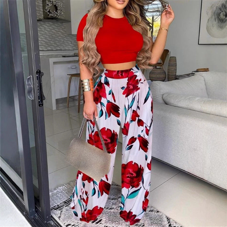 Printed Women's Two-Piece Vest and Pants Set