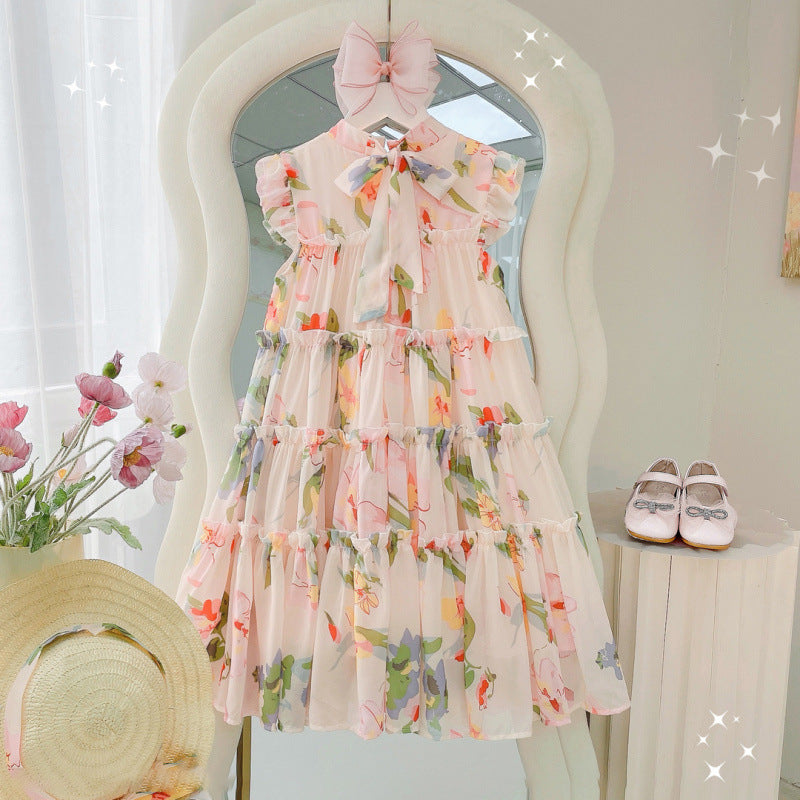 Girls' Summer Floral Princess Dress