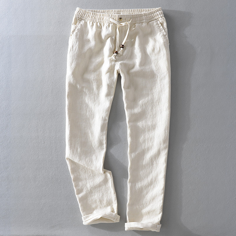 Men's Linen Straight Leg Casual Trousers