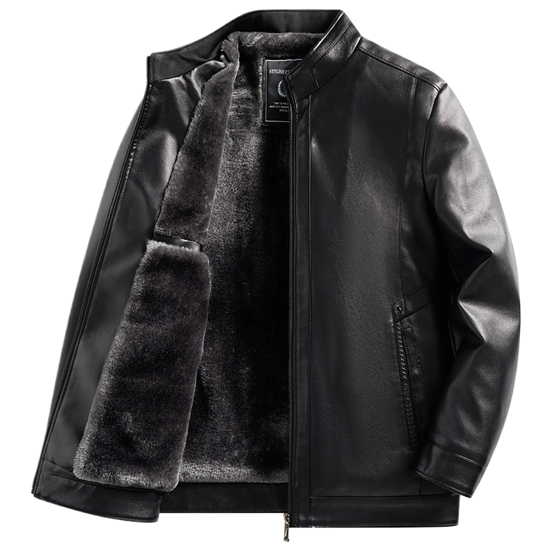 Fur-lined and thickened leather coat - Leather jacket