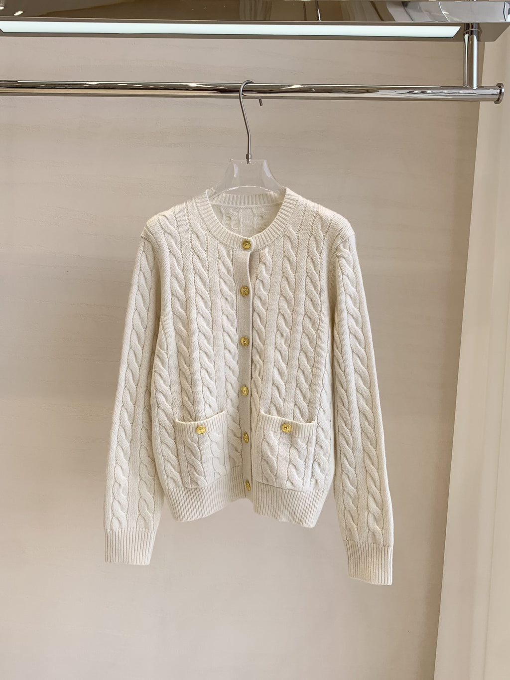 Women's Cable Knit Wool Cardigan