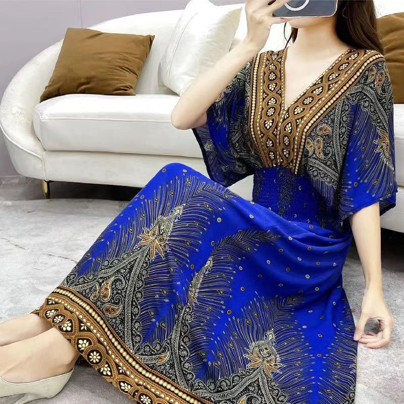V-neck beach vacation dress
